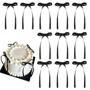 lot 7248 image: NatNarr 30 Pack Bow Cake Toppers Black Ribbon Bows for Cake Bow Cupcake Toppers Back to School Decorations Bow Birthday Decorations for Baby Shower, Wedding, Engagement, Bachelorette Party - Retail $7