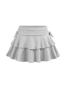 lot 7271 image: SOLY HUX Girls High Waisted Ruffle Summer Cute Mini Skirts Skorts Tennis Skirt with Built-in Shorts Light Grey 8 Years - Retail $20