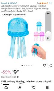 lot 7273 image: SULiiWOO Jellyfish Squeeze Toys Stress Ball Blue