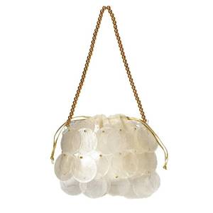 lot 7275 image: BCVWQXA Women Fashion Shell Woven Handbag Chic Shell Beach Bag Beaded Chain bag for Summer Travel Beach Party, White-B - Retail $36