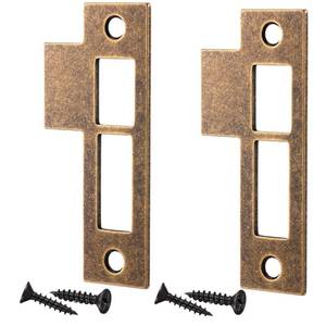 lot 7286 image: Otoolling 2pcs Antique Brass Door Strike Plate Latch with Screws Solid Brass Replacement Latch Striker Keeper for Mortise, Vintage, Striker, Keeper (3.25inch) - Retail $13