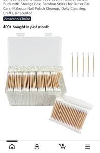 lot 7288 image: Bamboo Cotton Swabs 1000 Count with Storage Box