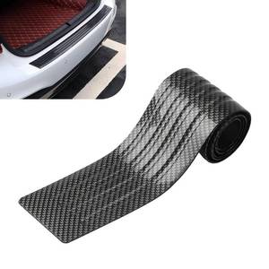 lot 7301 image: CyperFair Car Rear Bumper Protector, Anti-slip Scratch Proof Rubber Door Sill Guard, DIY Self-adhesive Waterproof Wear-resistant Strip (Carbon Fiber Black) - Retail $7