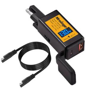 lot 7306 image: Mroinge Motorcycle USB-C Charger, SAE to USB Adapter, 27W Dual Port USB Fast Charger with VoltmeterAmmeter and ONOff Switch, Perfect for Phone, Tablet, GPS etc Charging - Retail $14