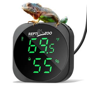 lot 7321 image: REPTI ZOO Thermometer Hygrometer, LED Digital Thermo Hygrometer for Reptile Terrarium Pet Rearing Box, Reptile Tank Thermometer with 55.2 Cable USB Power Supply - Retail $15