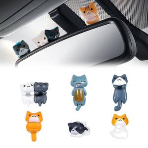 lot 13521 image: Car Cute Cat Decor Rearview Mirror Ornaments Decorations Dashboard Truck Interior Ornament Decorate Funny Pussy Figure EV Decorative Gifts RV Decors Universal Accessories Cartoon Animals (6 Pcs) - Retail $9