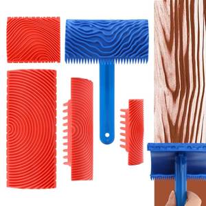 lot 13538 image: Wood Graining Tool Set - Natural Woodgrain Maker,Textured Paint Roller Soft Rubber,Rubber Empaistic Graining Tool Paint Look Like Wood for DIY Wall Room Art Decoration(5PCS) - Retail $10