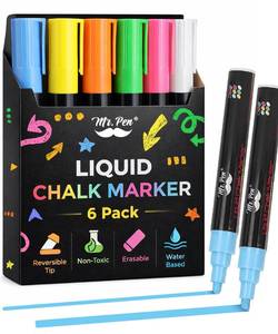 lot 13548 image: Mr. Pen- Liquid Chalk Markers, 6 Pack, Reversible Tip, Vibrant Colors - Retail $5