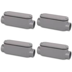 lot 15303 image: CKVIHAV 4Pack 34 Inch Rigid PVC Conduit Body Type C, Slip x Slip PVC Conduit Bodies C Type with Cover and Gasket, Gray - Retail $17