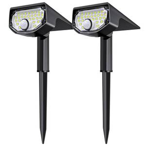 lot 15309 image: AloftSun Solar Motion Sensor Outdoor Lights,Waterproof Motion Sensor Spot Lights- 30 LED3 Modes Solar Powered Spotlights,Landscape Lighting for Yard and Garden, Cool White,2 Pack - Retail $26