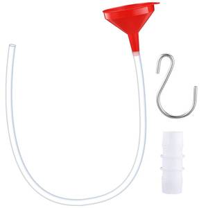 lot 15318 image: Innconee Long Funnel for Transmission Fluid 3.28 Foot Clear Tubing Plastic Wide Mouth Oil Funnel with Hose Flexible for Car, Engine, Gas, Water, Fluid - Retail $14
