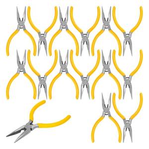 lot 15320 image: Biugaaufai 15 Pack Mini Needle Nose Pliers, 5 Inch Thin Needle Nose Pliers, Small Spring Loaded Nose Pliers for Precision Crafting, Jewelry Making & More - Retail $30