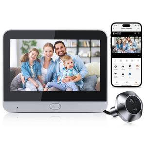 lot 15326 image: HAPYTHDA Video Doorbell Camera Door Viewer with 4.3 Color Monitor, 1080P HD Wireless Doorbell Camera WiFi Two-Way Talk,5000mAh Battery Powered, Night Vision,120°Wide View PIR Motion Detection Alerts - Retail $100