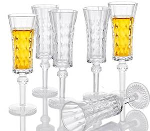 lot 15334 image: Glsairy Cordial Glasses with Stem, Crystal Fancy Shot Glasses - Set of 6  Limoncello Glasses  Sherry  Liqueur 1.5 oz  45 ml - Retail $16