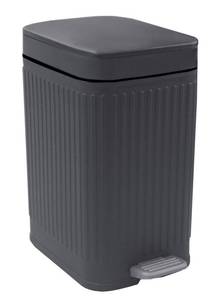 lot 15339 image: Feisco Small Trash Can with Lid,Small Bathroom Trash Can with Foot Pedal and Press Type Lid,Slim Step-On Trash Bin Wastebasket Garbage Can for Kitchen,Bathroom Office, Bedroom (Gray, 1.8 Gallon) - Retail $21