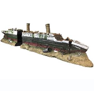 lot 15343 image: SLOCME Aquarium Titanic Shipwreck Decorations - Resin Material Ship Decorations Fish Tank Sunken Ship Ornament Aquarium Environment Friendly Decorations - Retail $17