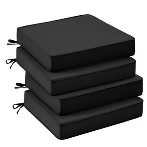 lot 62770 image: UNIKOME Outdoor Chair Cushions Set of 4, Water Resistant Patio Seat Cushions with Ties for Outdoor Furniture, High-Density Foam, UV & Fade Resistant, Piped Edge �� 18.5 x 16 x 3, Black - Retail $48
