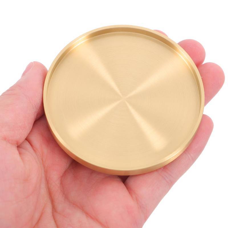 lot 5826 image: Kichvoe Set of 2 Brass Coasters for Desk and Tea Cups 2.56 Inch Heat-Resistant Gold Tea Mat Holder for Home and Office Desktop Use
