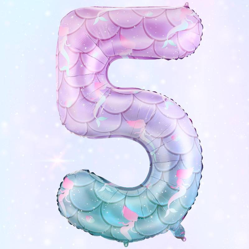 lot 5828 image: MiniInflat 40 Inch Giant Mermaid Number 5 Birthday Balloons Mermaid Birthday Party Decoration Sea Theme Large Dream Number Balloons for Girls Party Baby Shower Rainbow Decorations