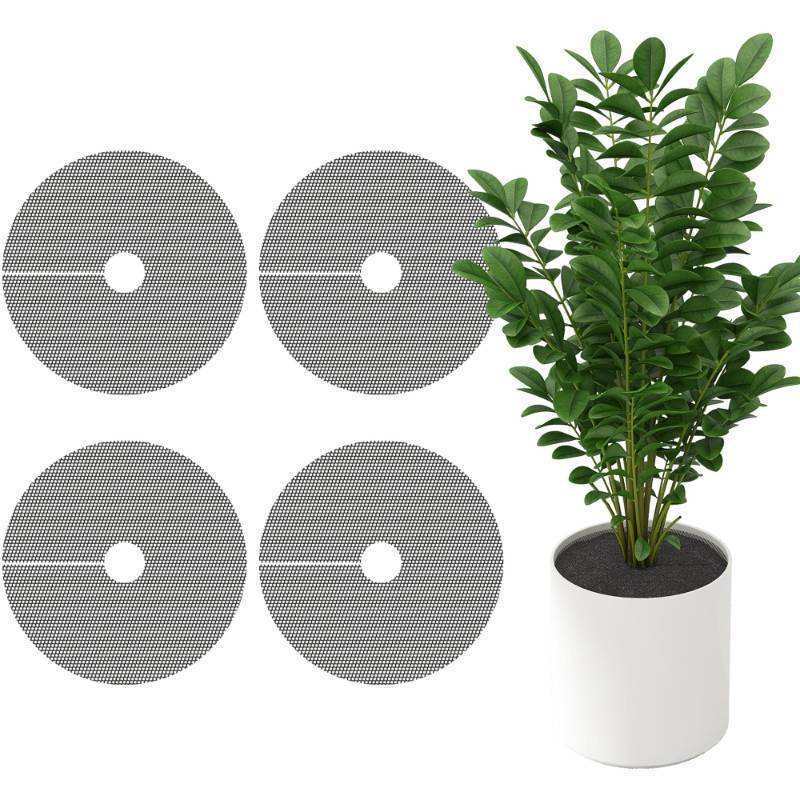 lot 5860 image: Adnee 4 Pcs 15.7 Inch Plant Pot Grids-Cuttable Plant Pot Soil Covers Protectors from Animals-Indoor Round Planter Pots Soil Guard for Outdoor Garden Plants Protection (Black)