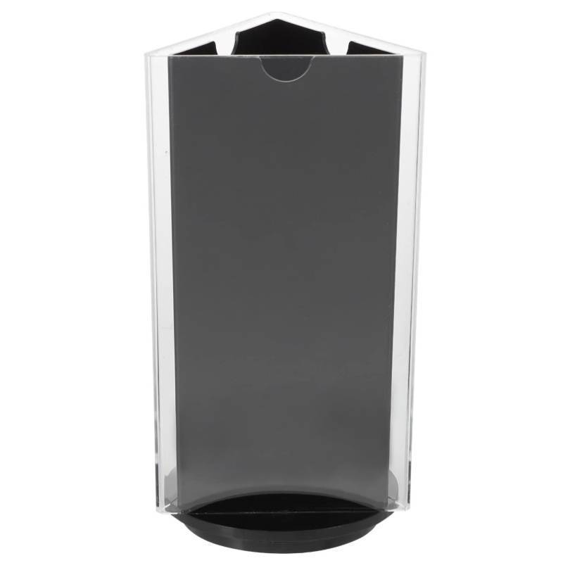 lot 5881 image: DIYEAH Acrylic Rotating Display Stand 3-Sided Triangular Table Card Holder 7.87X3.94X3.74 Inches for Restaurant Menu Signs Office Store Use