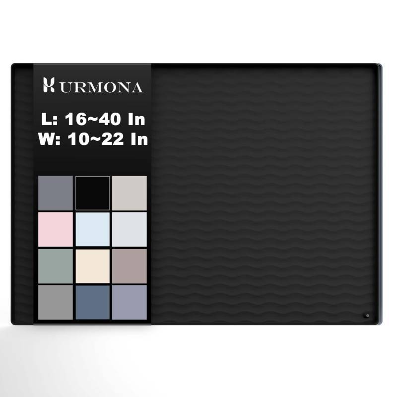 lot 5918 image: URMONA 34 x 19 Waterproof Silicone Under Sink Mat Cabinet and Counter Protector, Shelf Liner for Kitchen and Bathroom, Storage and Organizers, Litter Mat, Pet Cat Puppy Essentials Black