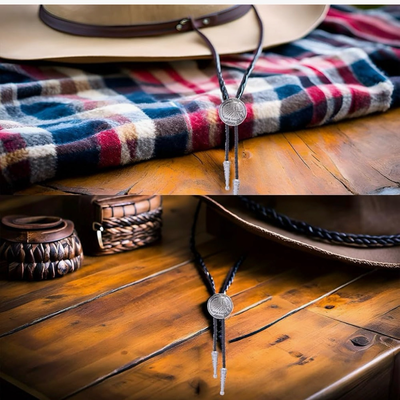 lot 6136 image: Cowboy Bolo Tie for Men, Vintage Cow Skull Bolo Tie Necklace Native American Necktie for Men Women