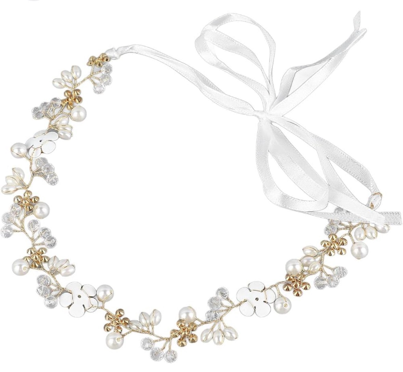 lot 6160 image: Rhinestone Wedding Headband Hair Vine Headpieces Gold Bridal Hair Accessories for Brides