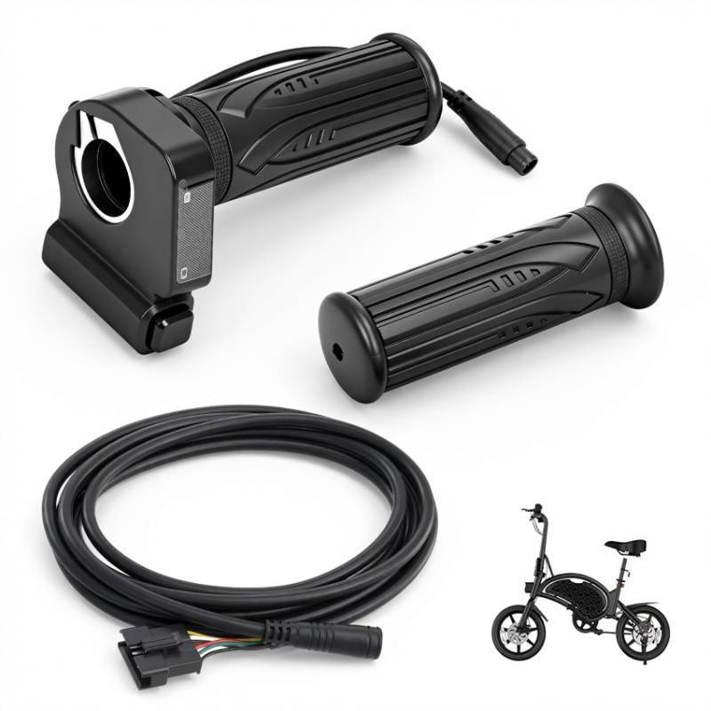 lot 6190 image: 48V Electric Bike Throttle Grip with LCD Voltage Display & Cruise Control, Replacement for Jetson Haze Folding Ebike, DYU Y16 Electric Bicycle, 6-Pin Plug and Play Accelerator