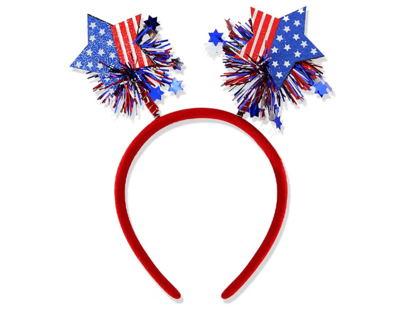 lot 6199 image: 4th of July Headband Independence Day Hair Accessories Patriotic Party Hair Supplies USA Flag Star Design Blue Red Ribbon Stars Hair Decoration Hair Hoop for Women
