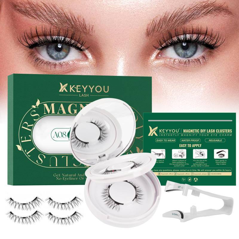 lot 6366 image: KEYYOU Reusable Magnetic Eyelashes 2 Pair with Applicator No Glue Needed 3D Natural Magnetic Lashes