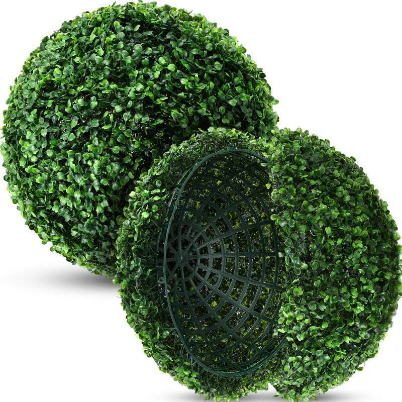 lot 6371 image: Hotop 2 Pcs 11 Inch Artificial Plant Topiary Ball 4 Layers Garden Spheres Boxwood Balls Artificial Topiaries Spheres Decorative Plants for Backyard, Balcony, Garden, Indoor Outdoor Decor(Green)