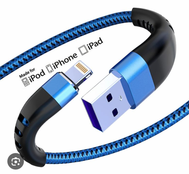 lot 4609 image: 3pck 10ft Lighting Chargers For iPhone or iPad Blue