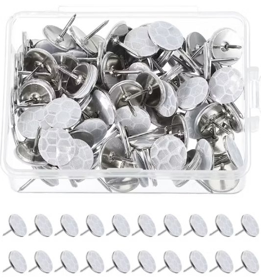 lot 4825 image: Reflective Trail Marking Tacks 120 Pieces Silver