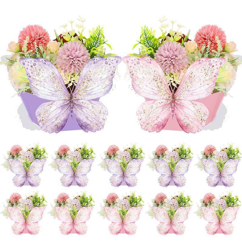 lot 4857 image: Wettarn 12 Pcs Butterfly Centerpieces for Tables Butterfly Party Favor Decorations Flower Boxes Table Decorations for Birthday Wedding Garden Tea Party