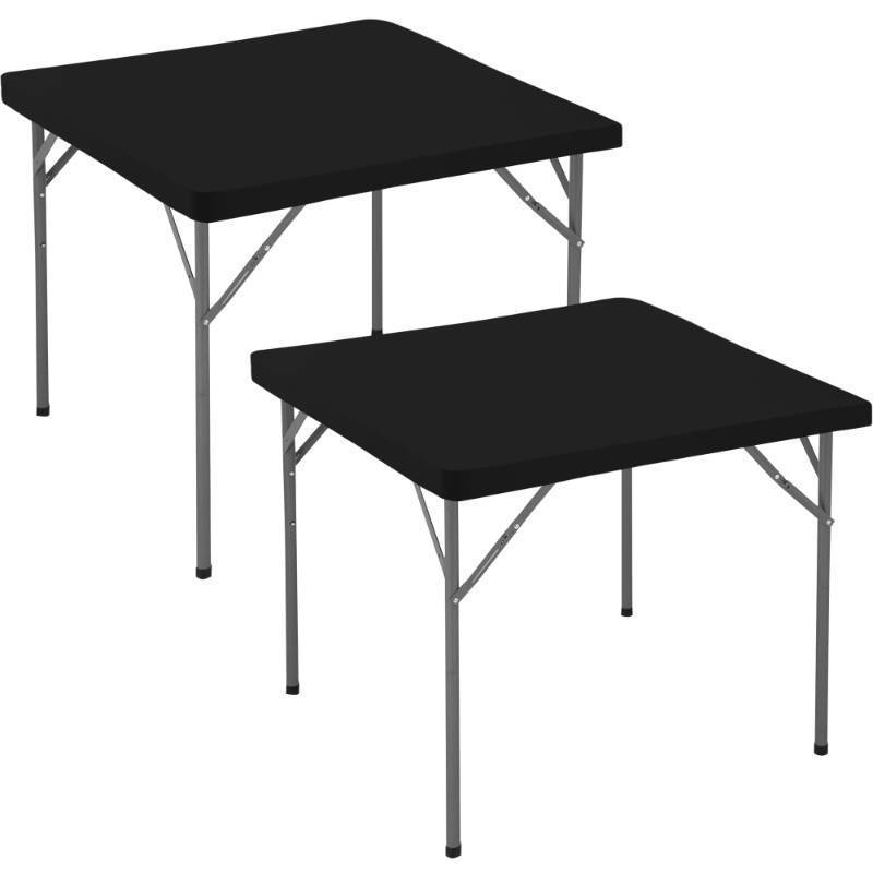 lot 6559 image: Enjoyidea Square Fitted Tablecloth 34x34 Inch-2 Pack Black Card Elastic Spandex Table Cover-Small Stretch Folding Table Cloths Topper Cap for Kitchen Dining Picnic Patio Outdoor Party Tables