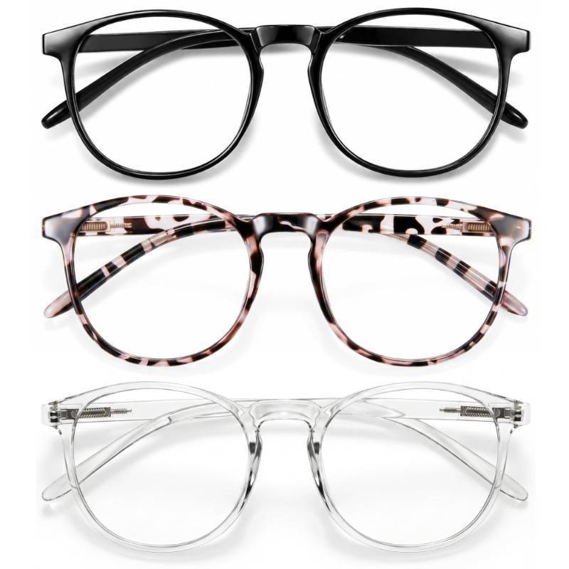 lot 6571 image: IBOANN Chic & Comfy Blue Light Glasses for Women - 3-Pack Round Frames, Screen-Ready Style with UV Protection Coating