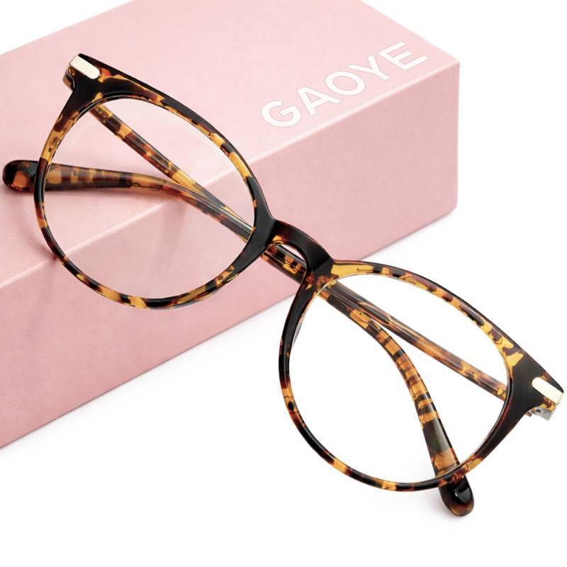 lot 6671 image: Gaoye Blue Light Blocking Glasses, Retro Round Eyewear Frame Anti Eyestrain Computer Glasses for Women Men (Tea LeopardTransparent Lens)