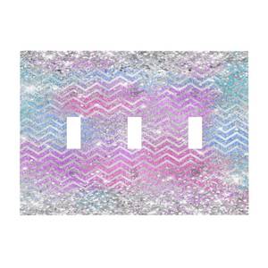 lot 6976 image: Colorful Glitter Bling Sparkly Chevron Decorative Switch Plates 3 Gang Wall Plate Triple Toggle Light Switch Cover Faceplate Electrical Wall Panels for Bedroom Kids Room Decor