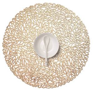 lot 6991 image: FunWheat Metallic Sliver Vinyl Placemats Set of 6 Hollow Out Placemats Heat-Resistant Place mats Shining Table Mat 15 inches Decorative Gift(Silver Flowers,6pcs)
