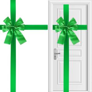 lot 6999 image: gisgfim Christmas Cabinet Big Bows Large Door Lace Christmas Tree Bow Ribbon Silver Bow Holiday Decorations Christmas Front Door Party Supplies