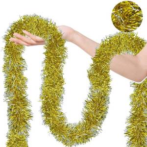 lot 7174 image: Miyukyee 66 Ft Christmas Tinsel Garland Christmas Metallic Twist Garland Xmas Tree Decorations for Holiday Wedding Indoor Outdoor Home Gold