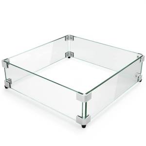 lot 7195 image: GASPRO 15 x 15 x 6 Fire Pit Glass Wind Guard, Tempered Glass Firepit Table Shield, Thick and Sturdy, with Hard Aluminum Corner Bracket & Rubber Feet, Easy to Assemble