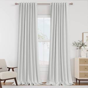 lot 7164 image: Guken White 100% Blackout Linen Curtains 84 Inch Length 2 Panels Set for Living Room Bedroom Back Tab Thermal Insulated 100% Black Out Drapes Room Darkening Farmhouse Style for Bedroom Curtains 52x84