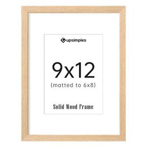 lot 7217 image: upsimples 9x12 Frame, Natural Solid Wooden Picture Frames, Display 6x8 with Mat or 9 x 12 Without Mat, Wall or Tabletop, 1 Pack, Natural