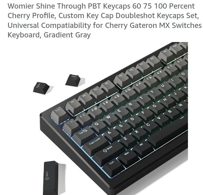 lot 5279 image: Womier Shine Through PBT Keycaps Set Cherry Profile