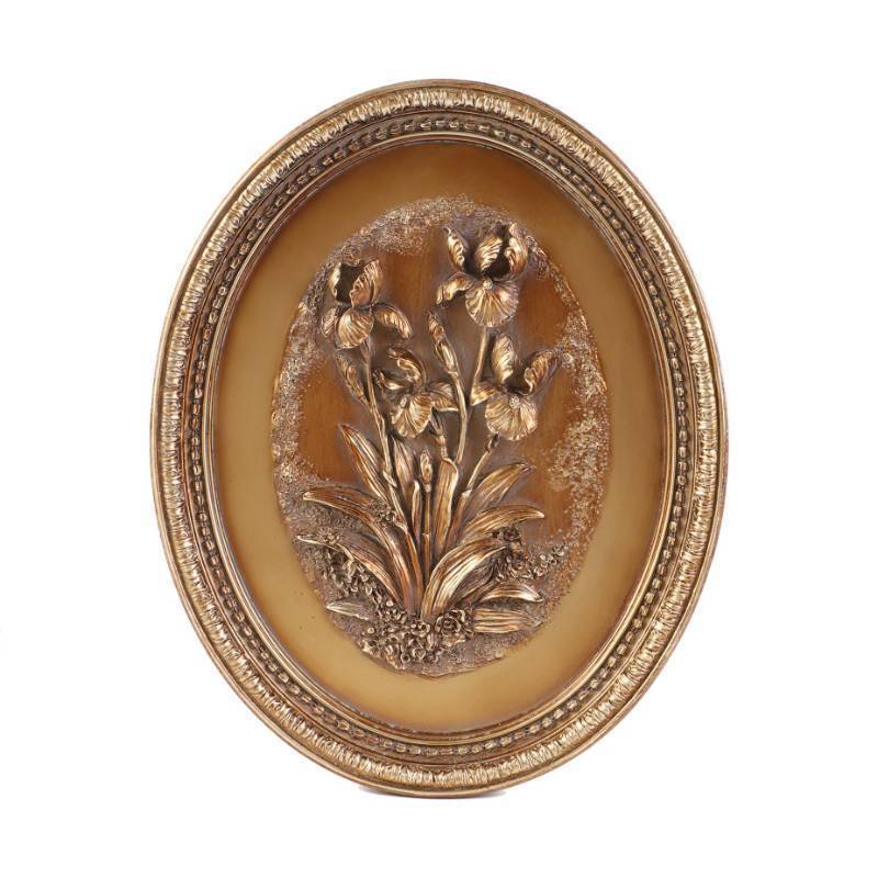 lot 6099 image: Kangce Vintage Wall Sculptures,Vintage Wall Decor,Antique Wall Art with Hand-Carved Iris Pattern,Ornate Victorian Home Decor,for Living Room, Bedroom,Hallway Gallery,Oval,Bronze - Retail $24