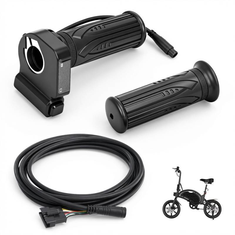 lot 6190 image: 48V Electric Bike Throttle Grip with LCD Voltage Display & Cruise Control, Replacement for Jetson Haze Folding Ebike, DYU Y16 Electric Bicycle, 6-Pin Plug and Play Accelerator