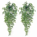 Season 2 Season Artificial Hanging Plants Fake Small Potted Plants Faux Mandala Vines Plastic Greenery Plants for Living Room Shelf Tabletop Decor (2 PCS)