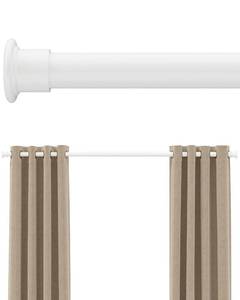 lot 6846 image: Tension Curtain Rod by EZFurni, 42-123 Inches, Heavy Duty Tension Rods for Windows, Adjustable Spring Loaded Curtain Rods No Drilling, Renter Friendly, Hold Up Blackout Curtains and Non Slip, White - Retail $38